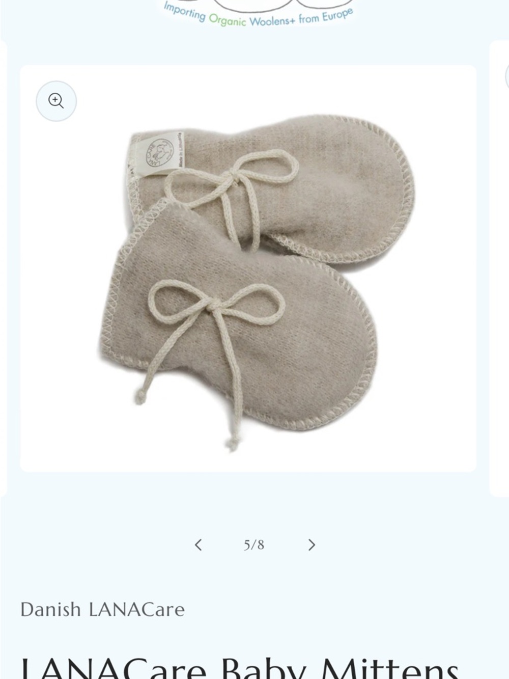 Organic Cotton Cream Baby Mittens with Wrist Ties